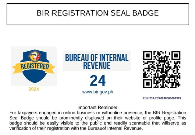 BIR Registration Seal Badge